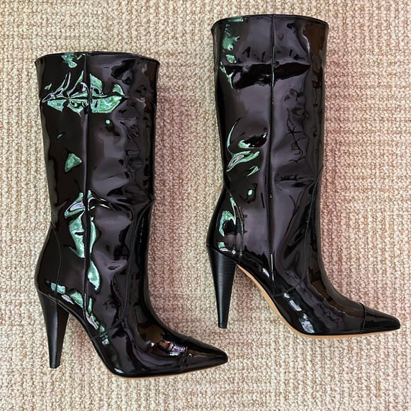 NIB IRO Paris Ully Patent-Leather High Heel Boots in Black - FR 40 / US 8.5 - Picture 12 of 16